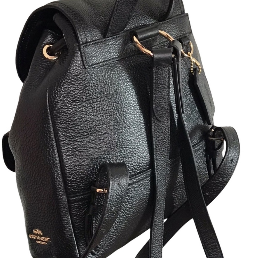 Coach Turnlock Mini Rucksack Black Leather Backpack - Picture 6 of 12